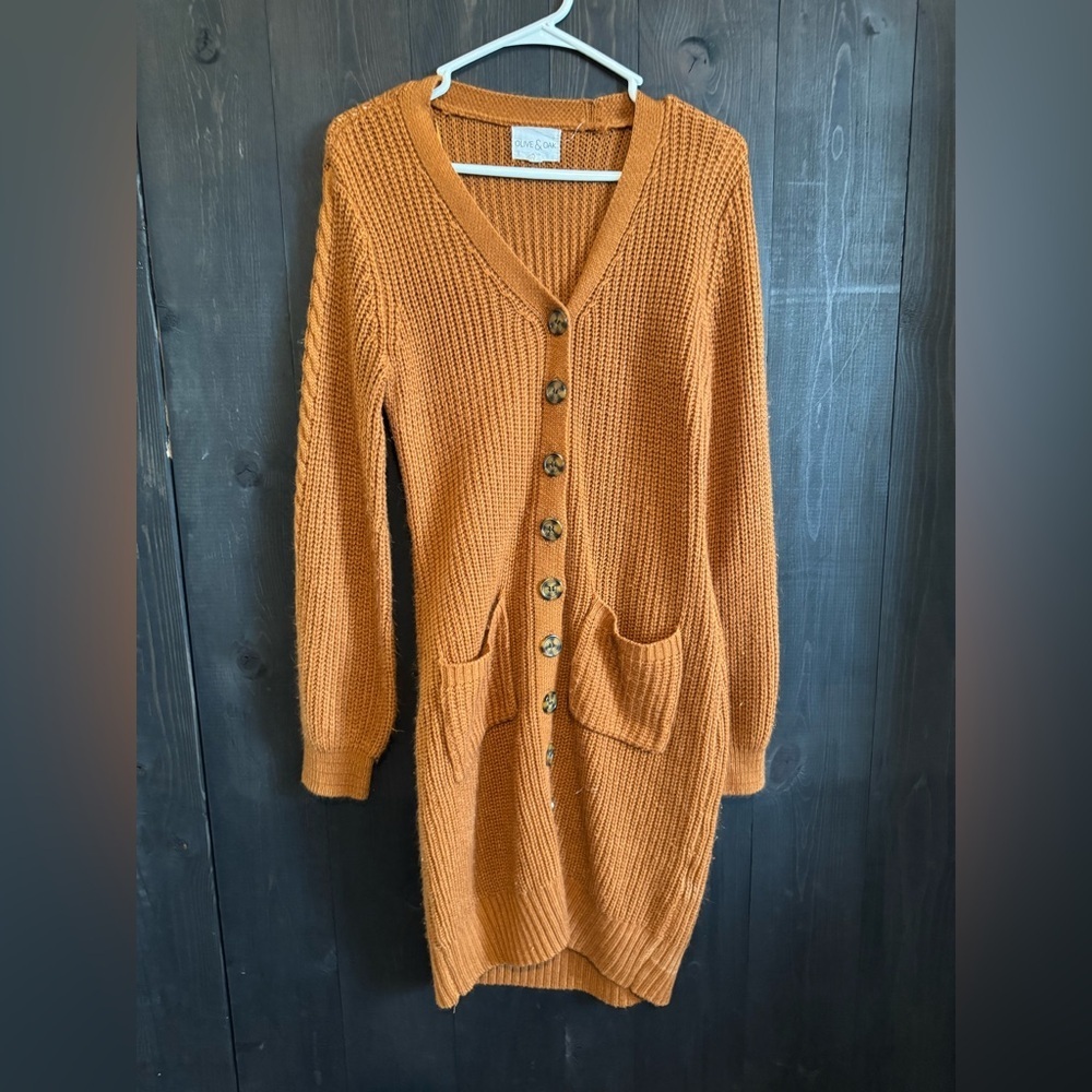 Olive & Oak Rust Knit Sweater Dress